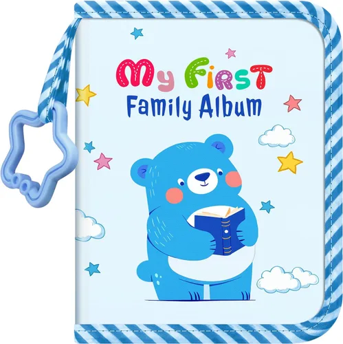 Fintie Álbum de fotos de bebé 4x6 pulgadas, libro de álbum de fotos de mi primera familia con 18 fotos, cubierta de tela suave y gancho para regalos