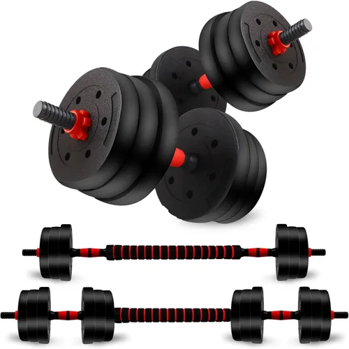Adjustable Dumbbell Set, 40lbs Free Weights with Connector, Convertible Dumbbell Barbell Push-up Stand Set, 3 in 1 Home Gym Fitness Weight Set for