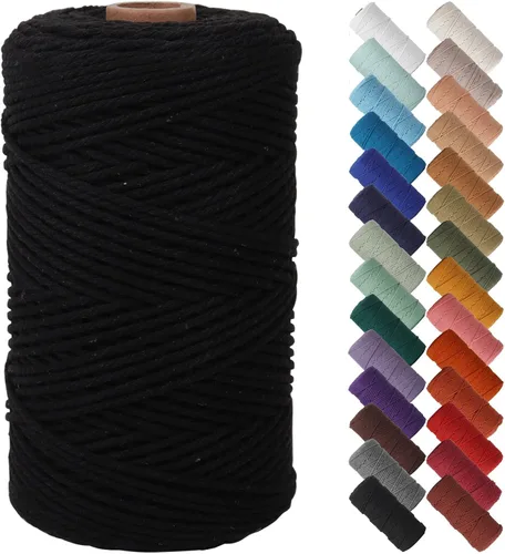 Miniatura 19 de Cordón de macramé de 1/8 pulgadas 220 yardas (200 metros) suministros naturales de macramé, hilo de macramé, cuerda de algodón de color, cuerda