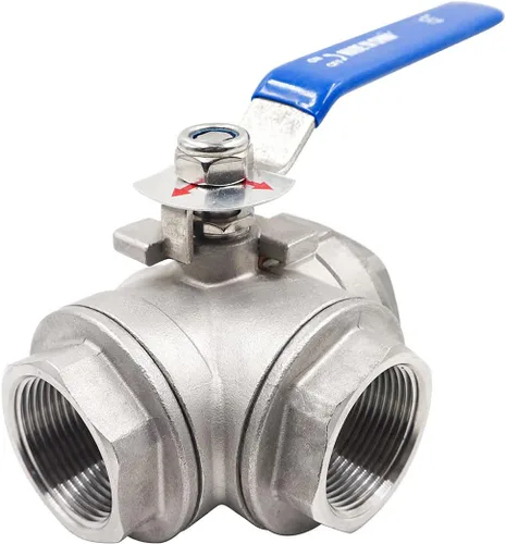 Miniatura 10 de Válvula de 3 vías, válvula de bola de 3 vías con rosca NPT 1 hembra, válvula de puerto L de acero inoxidable para tanque de agua, línea de agua