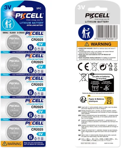 Miniatura 8 de PKCELL CR 2025 Baterías CR2025 3V Batería de litio (paquete de 5)