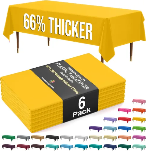Miniatura 79 de Exquisite 66% Thicker Premium Plastic Table Cloth Rectangle Table Cover 0.5 Mil 6 Pack Aqua Table Cloth 54 Inch x 108 Inch Disposable Tablecloth
