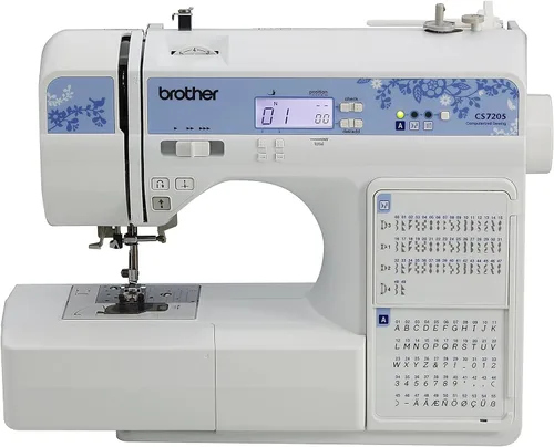Máquina computarizada Brother CS7205, 150 puntadas integradas, 1 fuente, mesa ancha, 11 pies de costura, color blanco