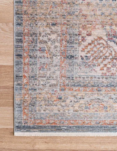 Miniatura 9 de Unique Loom Noble Collection - Alfombra de área tradicional, envejecida, vintage, geométrica, con borde (2' 2 x 3' 0 rectangular, azul/beige)
