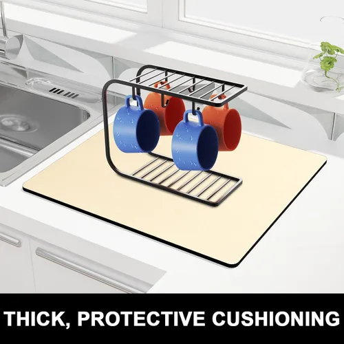 Miniatura 2 de Rnivvi Tapete de secado de platos para encimera de cocina, 16 x 18 pulgadas, bonita almohadilla de secado absorbente resistente al calor con goma
