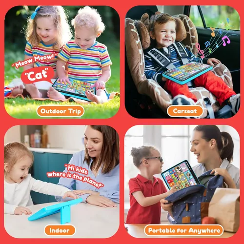 Miniatura 4 de Peacurh Tableta de Juguete de Aprendizaje Trilingüe con Música y Sonido, Juguetes de Terapia Musical del Habla Montessori, Regalos para Niño, Niña