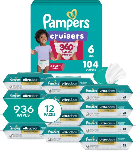 Miniatura 12 de Pampers Pull On Cruisers - Pañales desechables para bebé, ajuste de 360°, talla 3, suministro de un mes (168 unidades) con toallitas para bebé
