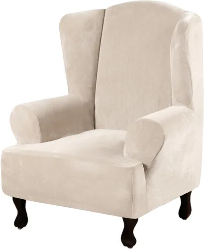 Miniatura 24 de H.VERSAILTEX Funda de terciopelo elástico para sillón, funda para sillón de 1 cojín para sala de estar, funda de muebles hecha de terciopelo grueso