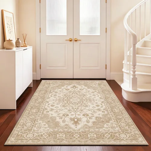 Miniatura 91 de Ukeler - Alfombra rústica con diseño floral para sala, dormitorio, comedor, Country rústico, Azul (luxury blue)