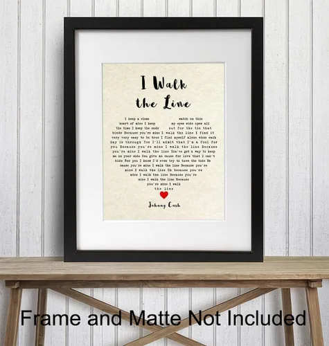Miniatura 2 de Póster Johnny Cash – Letra de canción de 8 x 10 pulgadas «I Walk The Line», regalo para fanáticos de la música country, Nashville, Grand Ole Opry
