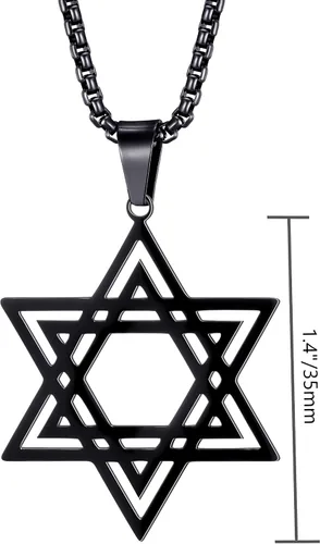 Miniatura 4 de vicima Collar con colgante de estrella de David para hombre de acero inoxidable con colgante hexagonal judío para hombre