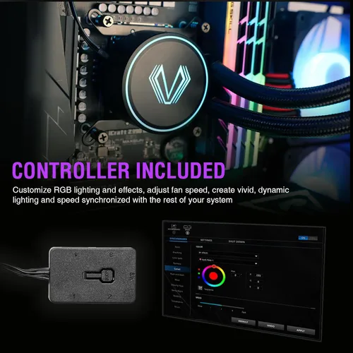 Miniatura 2 de Vetroo V240 Enfriador líquido negro de CPU de 9.449 in bomba RGB direccionable y ventiladores PWM 250 W TDP AIO refrigeración por agua