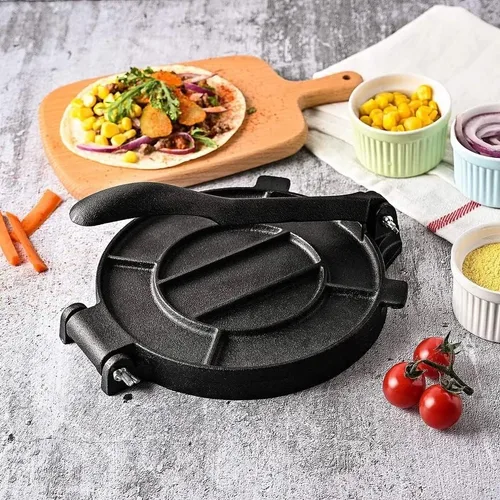 Miniatura 3 de APLANAMOS - Prensa de tortilla de maíz y harina de hierro fundido resistente de 8 pulgadas, prensa Roti, tortillero