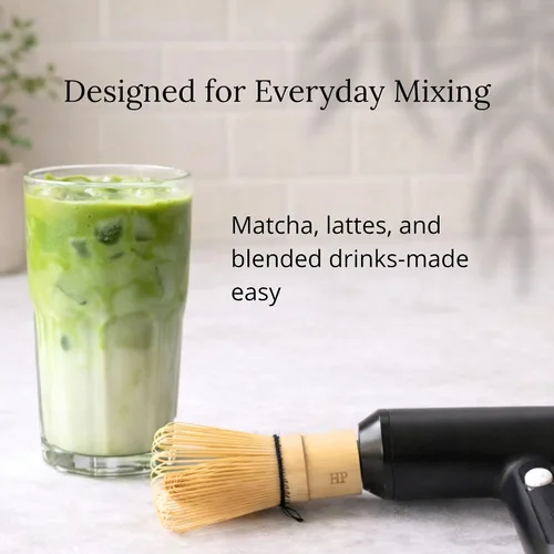 Miniatura 5 de Juego de batidor eléctrico Matcha – Espumador de mano recargable con batidor y soporte Agitador automático para la mezcla perfecta Espumador