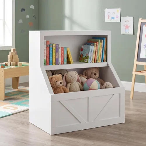 Miniatura 7 de IDEALHOUSE Estantería para niños, almacenamiento de juguetes, armario de madera para niños pequeños con organizador de almacenamiento, cubos grandes