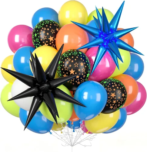 Miniatura 17 de Globos azules y negros, 35 unidades, globos de látex azul oscuro, negro y plateado con confeti plateado para cumpleaños, baby shower, bodas