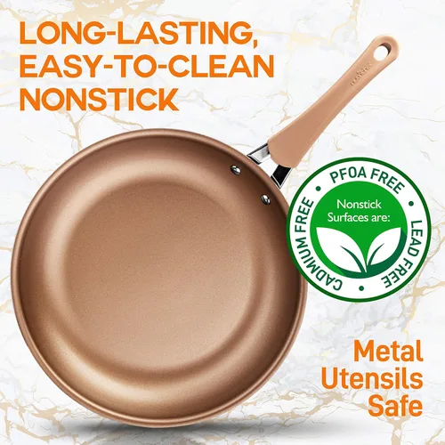 Miniatura 5 de NutriChef Sartén duradera de 10 pulgadas, antiadherente, de alta calificación, inducción PTFE/PFOA/PFOS, laca resistente al calor, compatible