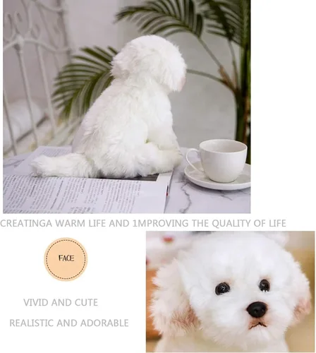 Miniatura 7 de Perro maltés de peluche realista de 14 pulgadas, juguetes de peluche para cachorros, almohada de felpa suave para cumpleaños para niños y adultos