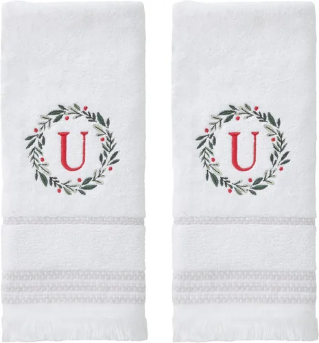 Miniatura 52 de SKL Home Toalla de baño casual con monograma, S, 28 x 54 pulgadas, color blanco