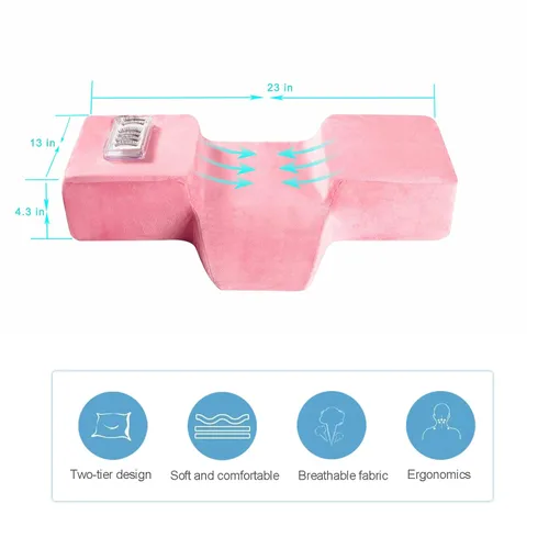 Miniatura 2 de Almohada de extensión de pestañas de salón de belleza, almohada de espuma viscoelástica con funda de almohada de terciopelo, curva ergonómica que