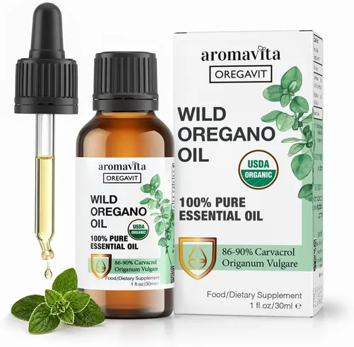 Oregavit Aceite de orégano griego salvaje 100% puro, 100% puro sin diluir, 86-90% Carvacrol, alta potencia, apoyo inmunológico, a base de plantas,