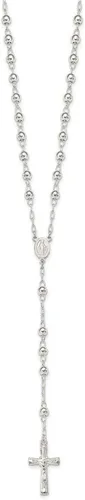 Miniatura 3 de Diamond2Deal Rosario pulido de plata de ley de 26 pulgadas, collar de regalo