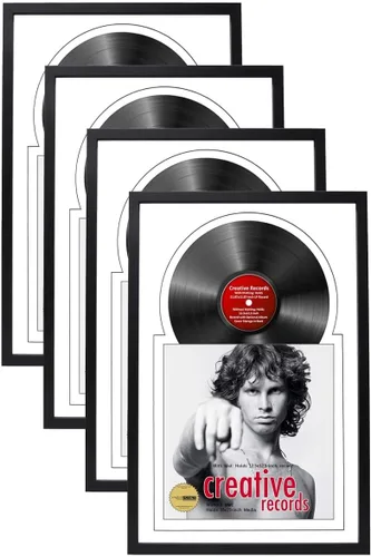 Miniatura 12 de Creative Picture Frames Marco de vinilo Jukebox de 16 x 24 pulgadas con paspartú doble doble blanco-negro, marco de álbum de discos LP