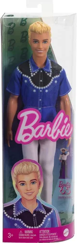 Miniatura 6 de Barbie Fashionistas Ken Doll #226 con camisa occidental extraíble, pantalones y botas, muñeca rubia de moda, coleccionable de 65 aniversario