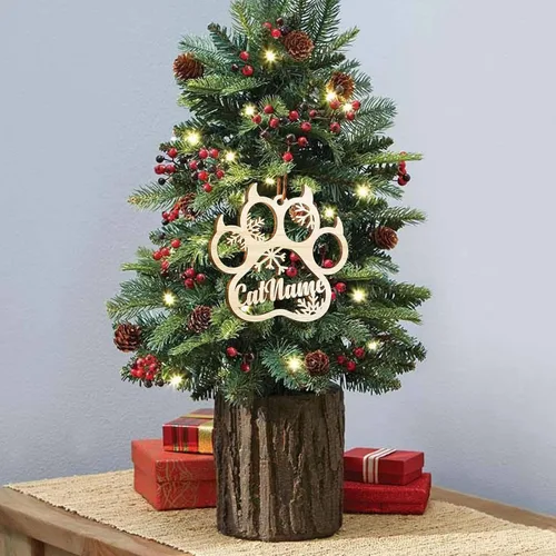 Miniatura 3 de Adorno de Navidad de pata de perro, adornos personalizados, copos de nieve cortados con láser para árbol de Navidad, adorno de pata de perro