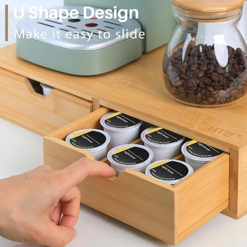 Miniatura 5 de HTB Soporte para tazas K compatible con tazas K, soporte para cápsulas de café con capacidad para 30 tazas, organizador de tazas K, cajón de 2.