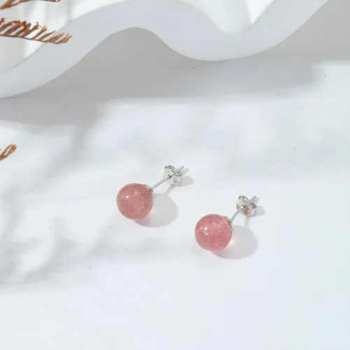 Miniatura 63 de Natural Stone Stud Earrings for Women 8mm Sterling Silver Genuine Gemstone Earrings Handmade Sterling Silver Crystal Stud Earrings for Women