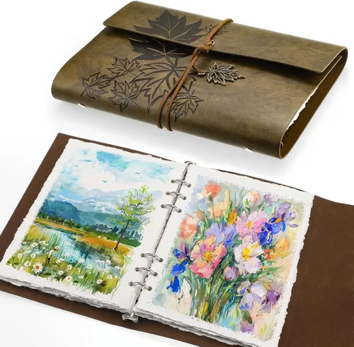 Cuaderno de bocetos de acuarela vintage, 140 lb/300 GSM, papel de acuarela de prensa en frío, papel de acuarela para pintura, dibujo, medios mixtos