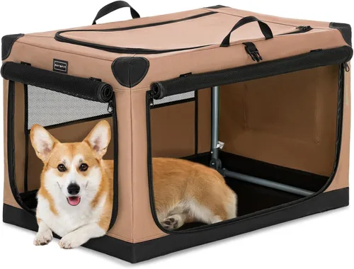 Miniatura 28 de PETSFIT Jaula portátil suave de 26 pulgadas para perros – Marco resistente en espiral patentado, perrera plegable para perros pequeños, 3 puertas