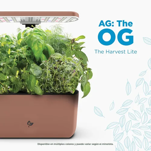Miniatura 2 de AeroGarden Harvest Lite en Mocha, Jardín hidropónico interior libre de suelo con luz LED de cultivo para jardinería de hasta 6 hierbas y vegetales
