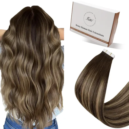 Miniatura 32 de Hetto Extensiones de cabello humano con nano cuentas, balayage, extensiones de cabello humano, color negro degradado a plateado, extensiones