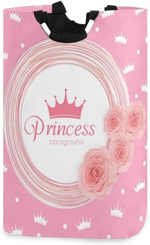 Cesta de lavandería con corona de princesa, cesta de tela plegable, cesta de lavado, bolsa de ropa plegable para el día de la madre