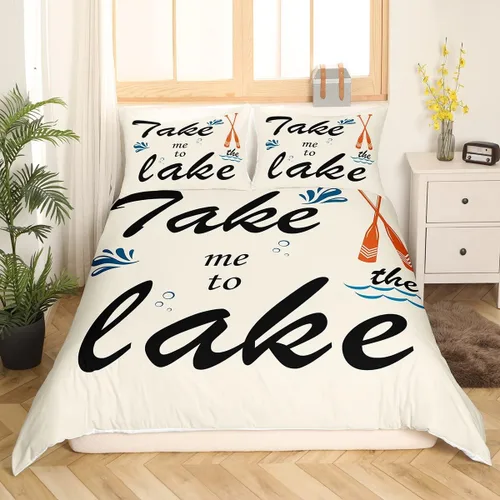 Miniatura 34 de Lake House - Juego de funda de edredón tamaño individual, estilo rústico de granja vieja para niños, adolescentes y adultos, decoración