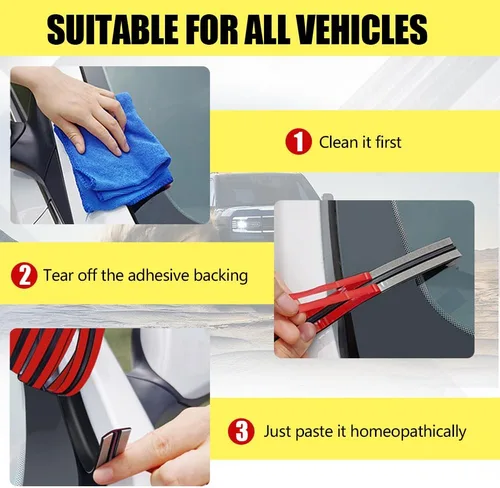 Miniatura 6 de HAOBO Burlete de 23 pies para automóvil, burlete automotriz, forma de T, sello de techo corredizo con autoadhesivo, borde de goma impermeable