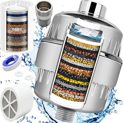 Filtro de cabezal de ducha de agua dura, suavizante de 20 etapas, mejora la calidad del agua de tu baño en casa, eliminación de cloro bueno para la