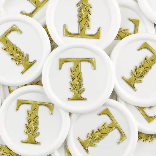 Miniatura 54 de 25 calcomanías de sello de cera doradas y negras hechas a mano con hojas botánicas vintage, calcomanías de cera para invitaciones de fiesta de boda