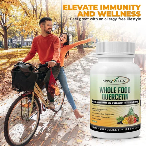 Miniatura 8 de Quercetina 500 mg con suplemento de bromelina, complejo de fitosoma bioactivo, apoyo estacional orgánico puro de alimentos integrales, respuesta