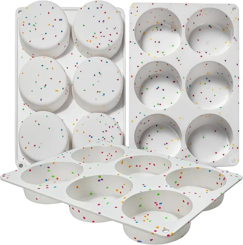Moldes de silicona para picar huevos, paquete de 3 moldes redondos profundos de 3 pulgadas para sándwiches de desayuno de huevo, tortillas, Blanco