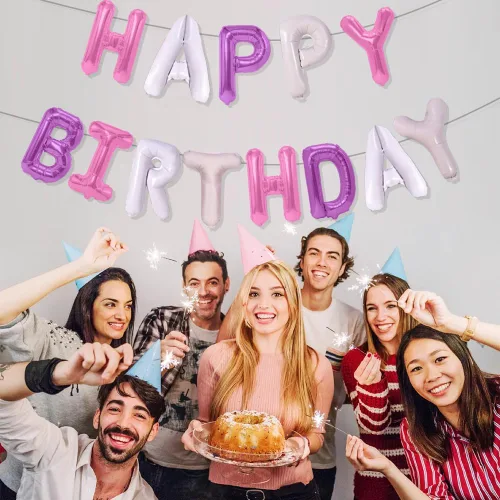 Miniatura 8 de Globos de feliz cumpleaños, 13 letras de papel de aluminio, 16 pulgadas, reutilizables, unisex, decoraciones de cumpleaños para niños y adultos