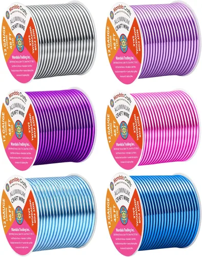 Miniatura 391 de Mandala Crafts - Alambre de aluminio anodizado de 8 calibre para hacer joyas - 9.75 m de alambre flexible negro colorido - Flexible para bonsái
