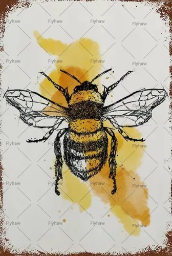 Letrero de lata de metal con diseño de abeja, retro, nostálgico, divertido letrero decorativo para el hogar, cocina, bar, habitación, garaje,