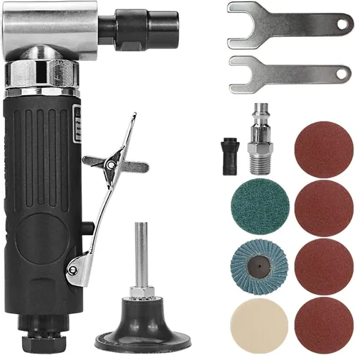 BAIWEN - Amoladora neumática de ángulo recto de 1/4 pulgadas, 90 grados, resistente, 20,000 RPM, herramienta pulidora de lijadora comprimida para