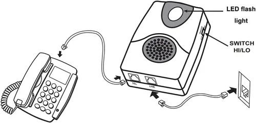 Miniatura 2 de Amplificador de timbre de teléfono/Timbre de teléfono externo/Mejorador de timbre de teléfono para líneas fijas, volumen de timbre ajustable con luz