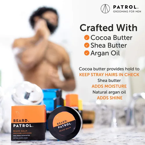 Miniatura 3 de Bump Patrol Beard Patrol - Bálsamo para barba para hombres, suavizante y domador de bigotes con aceite de argán, manteca de karité y cacao, suaviza