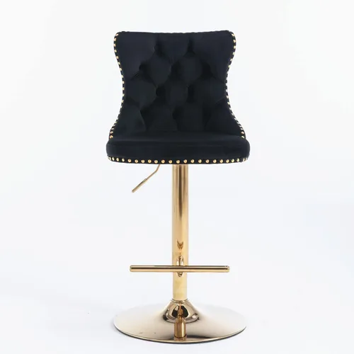 Miniatura 2 de Taburetes de bar giratorios de terciopelo dorado, altura del asiento ajustable de 25 a 33 pulgadas, modernos taburetes de bar tapizados