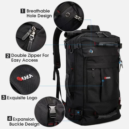 Miniatura 5 de KAKA Mochila de viaje, bolsa de mano, resistente al agua, aprobada por vuelo, mochila de fin de semana, mochila para hombres y mujeres